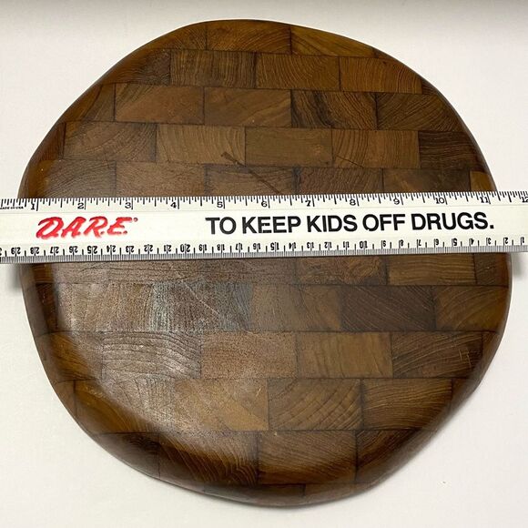 Mid Century Parquet Teak Divided Snack Tray - Picture 6 of 6